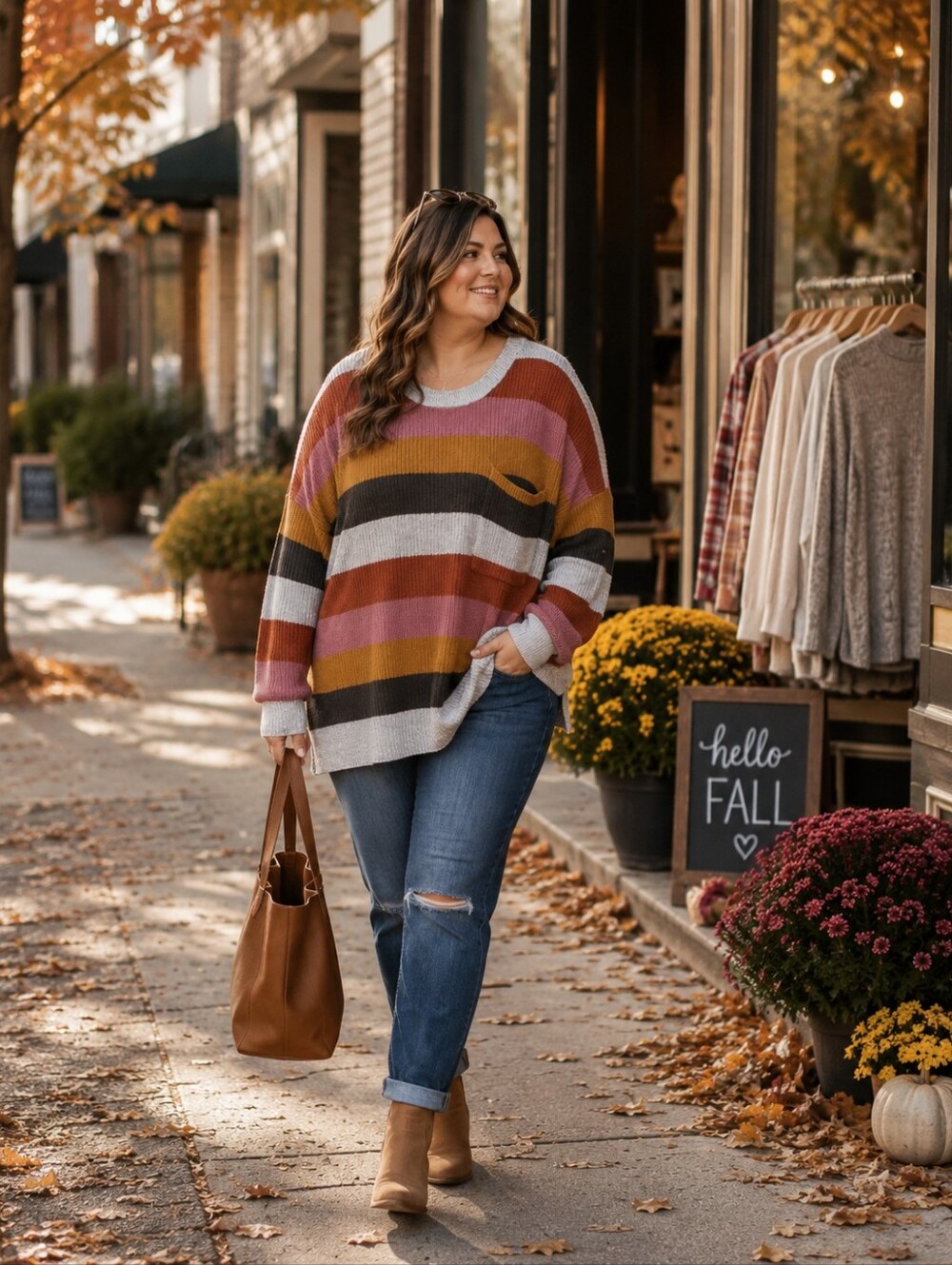Madewell Multicolor Striped Crewneck Sweater - Mustard, Pink & Rust - Picture 1 of 4